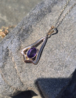 10k gold amethyst antique Deco necklace pendant lavaliere