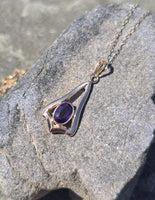10k gold amethyst antique Deco necklace pendant lavaliere