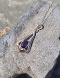 10k gold amethyst antique Deco necklace pendant lavaliere