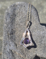 10k gold amethyst antique Deco necklace pendant lavaliere