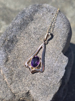 10k gold amethyst antique Deco necklace pendant lavaliere