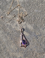 10k gold amethyst antique Deco necklace pendant lavaliere