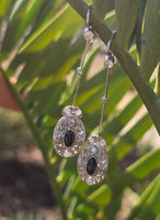 plat & 18ct white gold Art Deco diamond and sapphire earrings dangle drops