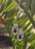 plat & 18ct white gold Art Deco diamond and sapphire earrings dangle drops