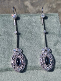 plat & 18ct white gold Art Deco diamond and sapphire earrings dangle drops
