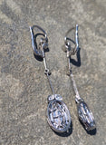 plat & 18ct white gold Art Deco diamond and sapphire earrings dangle drops