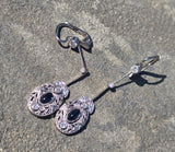 plat & 18ct white gold Art Deco diamond and sapphire earrings dangle drops