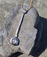 platinum top and 14k gold two tone Deco diamond antique pendant necklace