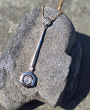 platinum top and 14k gold two tone Deco diamond antique pendant necklace