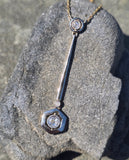 platinum top and 14k gold two tone Deco diamond antique pendant necklace