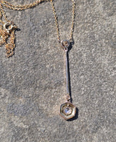 platinum top and 14k gold two tone Deco diamond antique pendant necklace