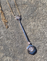 platinum top and 14k gold two tone Deco diamond antique pendant necklace