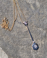 platinum top and 14k gold two tone Deco diamond antique pendant necklace