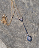 platinum top and 14k gold two tone Deco diamond antique pendant necklace