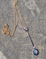 platinum top and 14k gold two tone Deco diamond antique pendant necklace