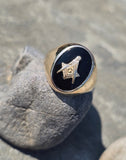 10k gold black onyx Masonic vintage estate ring