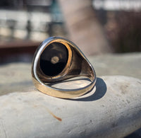 10k gold black onyx Masonic vintage estate ring