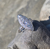 platinum c.1920's old cut diamond antique navette glove shield ring