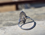 platinum c.1920's old cut diamond antique navette glove shield ring