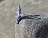 platinum c.1920's old cut diamond antique navette glove shield ring