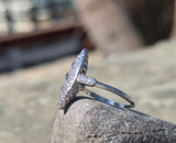 platinum c.1920's old cut diamond antique navette glove shield ring