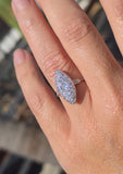 platinum c.1920's old cut diamond antique navette glove shield ring