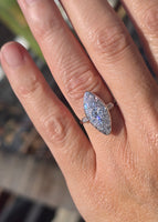 platinum c.1920's old cut diamond antique navette glove shield ring