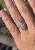 platinum c.1920's old cut diamond antique navette glove shield ring