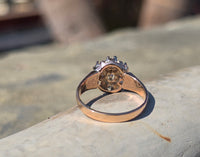 10k gold old mine cut diamond antique cluster ring
