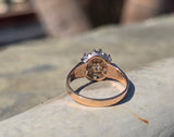 10k gold old mine cut diamond antique cluster ring