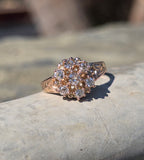 10k gold old mine cut diamond antique cluster ring