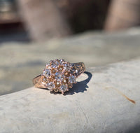 10k gold old mine cut diamond antique cluster ring