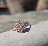 10k gold old mine cut diamond antique cluster ring