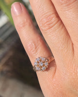 10k gold old mine cut diamond antique cluster ring