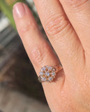 10k gold old mine cut diamond antique cluster ring