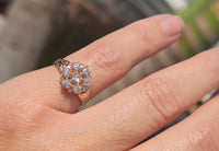 10k gold old mine cut diamond antique cluster ring