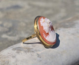 18k gold carved shell cameo estate ring