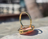 18k gold carved shell cameo estate ring
