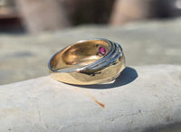 14k gold two-tone ruby and diamond estate Deco band ring