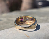 14k gold two-tone ruby and diamond estate Deco band ring