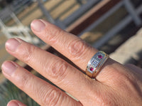 14k gold two-tone ruby and diamond estate Deco band ring