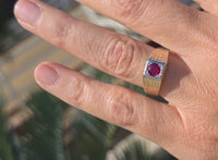 14k gold two-tone ruby estate Deco band ring