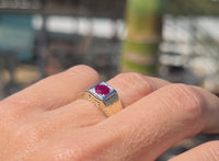 14k gold two-tone ruby estate Deco band ring