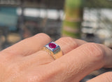 14k gold two-tone ruby estate Deco band ring