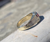 14k gold two-tone ruby estate Deco band ring