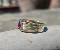 14k gold two-tone ruby estate Deco band ring