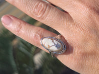 14k white gold c.1920's filigree carved shell cameo, onyx and diamond estate FLIP ring