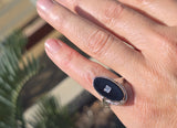 14k white gold c.1920's filigree carved shell cameo, onyx and diamond estate FLIP ring