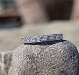 platinum Art Deco vintage 2.4mm diamond eternity band - size 6.5