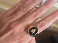 10k gold black onyx Masonic vintage estate ring